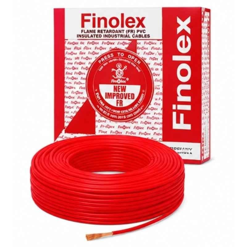 Finolex Silver 6 Sqmm Single Core Red Copper Flame Retardant PVC Insulated Industrial Cable, Length: 90 m