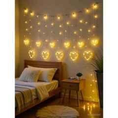 SP Lights 3.81m Yellow 6+6 Heart Curtain LED String Light