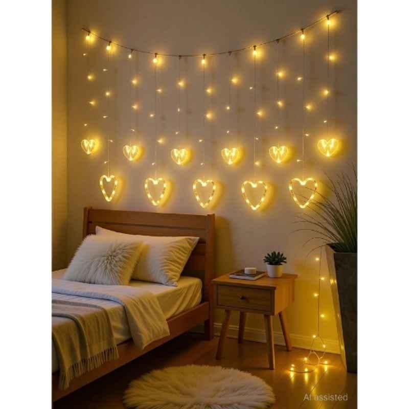 SP Lights 3.81m Yellow 6+6 Heart Curtain LED String Light