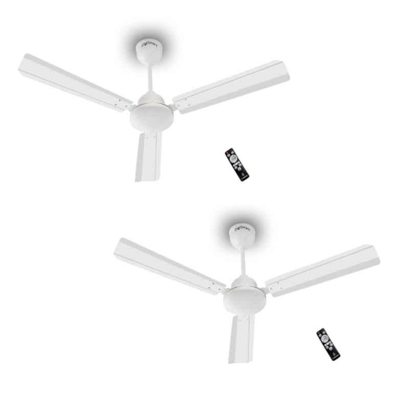 DigiSmart Storm 28W 380rpm White BLDC Ceiling Fan with Remote Control & 5 Years Warranty, Sweep: 1200 mm (Pack of 2)