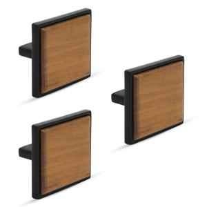 Plantex Knobs for Drawer/Square Drawer Knobs/Knobs for Cabinets/Pull-Push Knobs for Kitchen/Bedroom Drawer (Pack of 3) Big, Black & Wood
