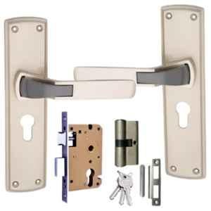 ATOM 200mm Zinc Silver Satin Finish Mortise Door Lock Set, MH-O42-CY-SS-BSK