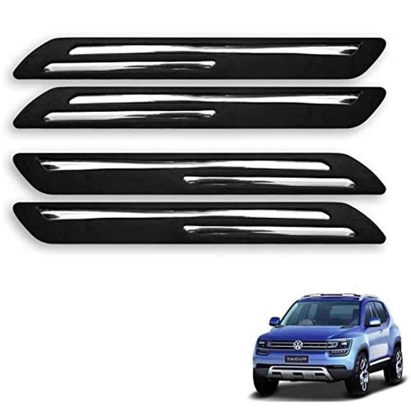 Kozdiko 4 Pcs Rubber Black Double Chrome Strips Car Bumper Protector Guard Set for Volkswagen Taigun