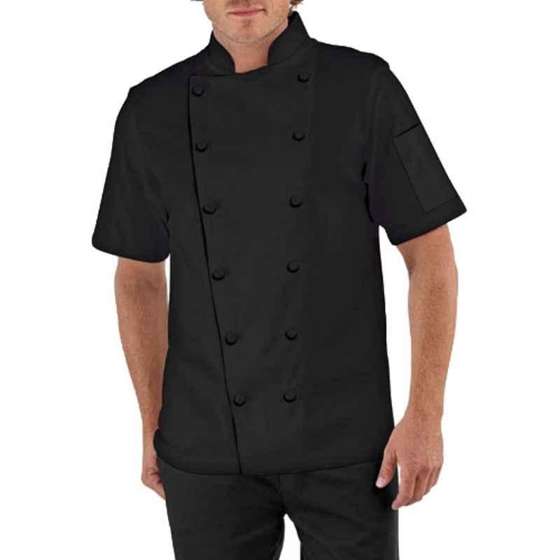 Superb Uniforms Polyester & Cotton Black Half Sleeves Chef Coat, SUW/B/CC022, Size: S