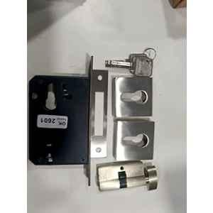 Plantex 50x50mm Brass Satin Dead Lock for Main Door with 70mm Cylinder & 3 Computerized Keys, APS-3107