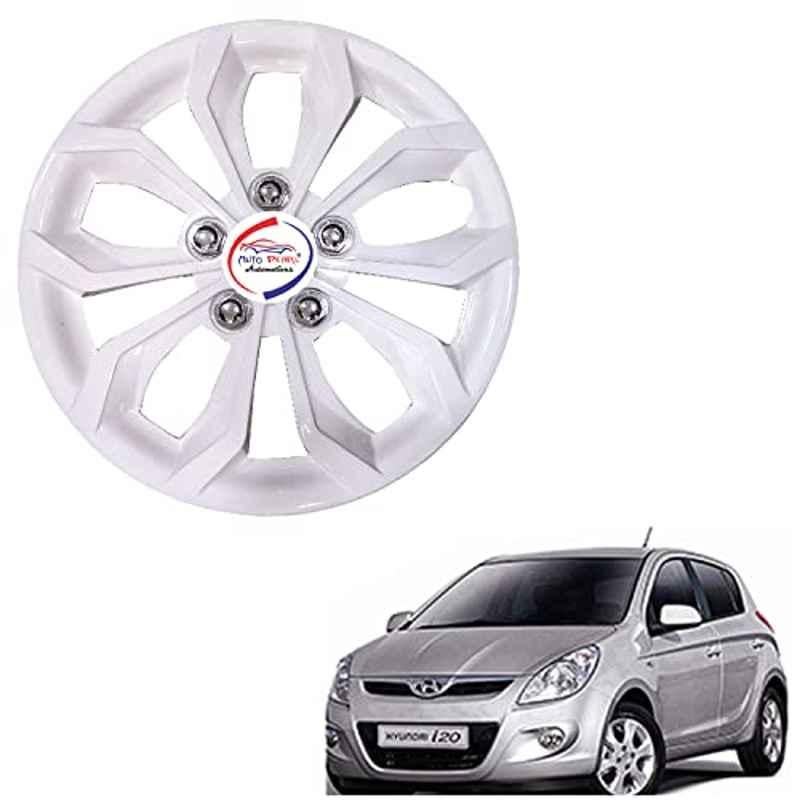 Auto Pearl 4 Pcs 14 inch ABS Pearl White Hubcap Wheel Cover Set with Retention Ring for Hyundai I20 Type 1