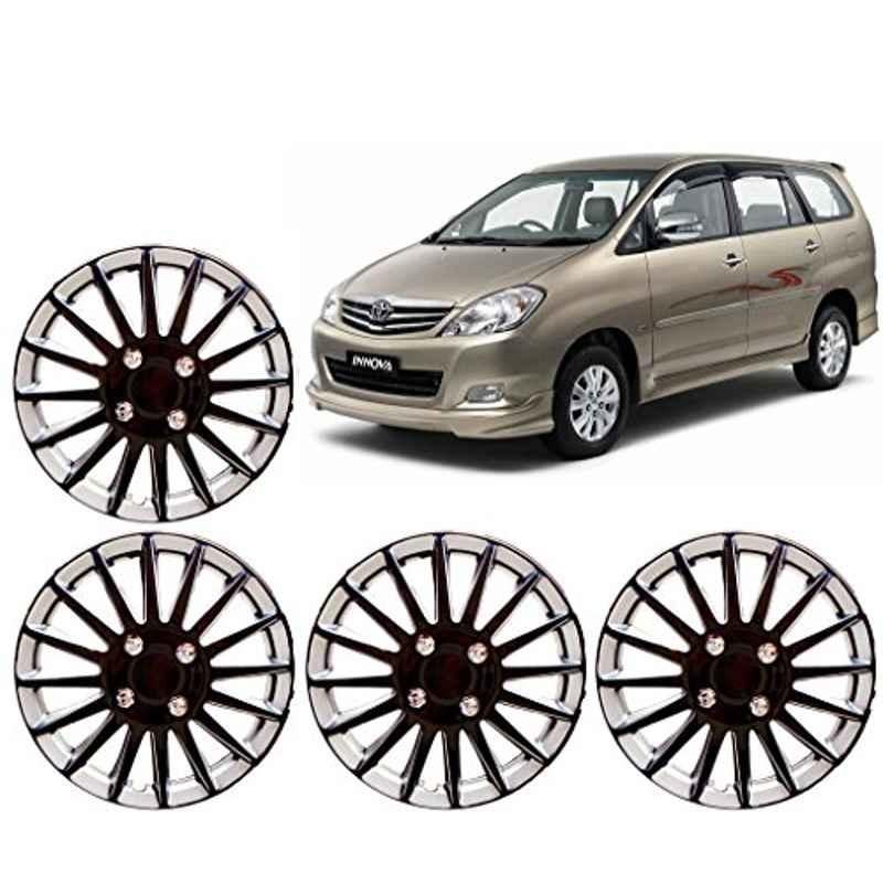 Auto Pearl 4 Pcs 15 inch Black & Silver Wheel Cover Set for Toyota Innova