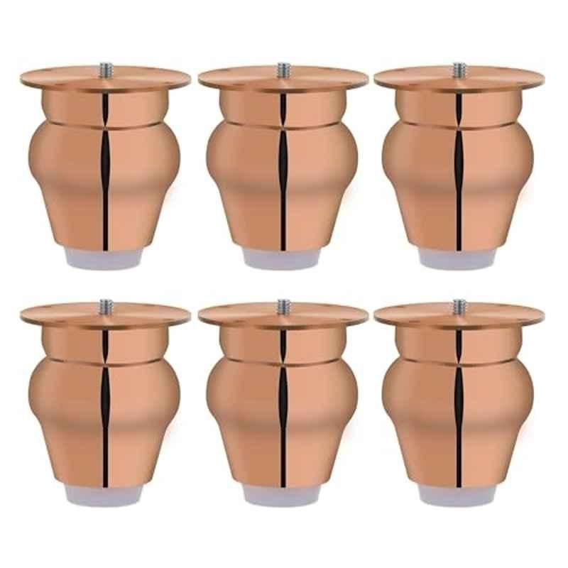 Plantex 4 inch Stainless Steel Rose Gold Sofa Legs with Rubber Grip (Pack of 6)