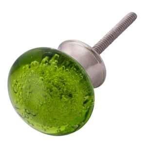 Atom 1.25 Inch Green Small Handmade Glass Bubble Cabinet Door knob