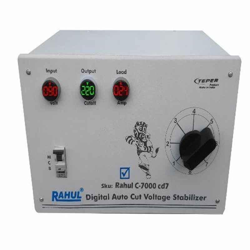 Rahul C-7000CD7 90-280V 7kVA Single Phase Digital Autocut Voltage Stabilizer