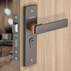 Plantex Heavy-Duty Door Lock Set Main Door Locks Handle Set/ 6-Lever Mechanism with 3 Years of Warranty/Mortise Locks with 3 Keys, Brass Lock Body & Cylinder8116 Satin Black & PVD Choco