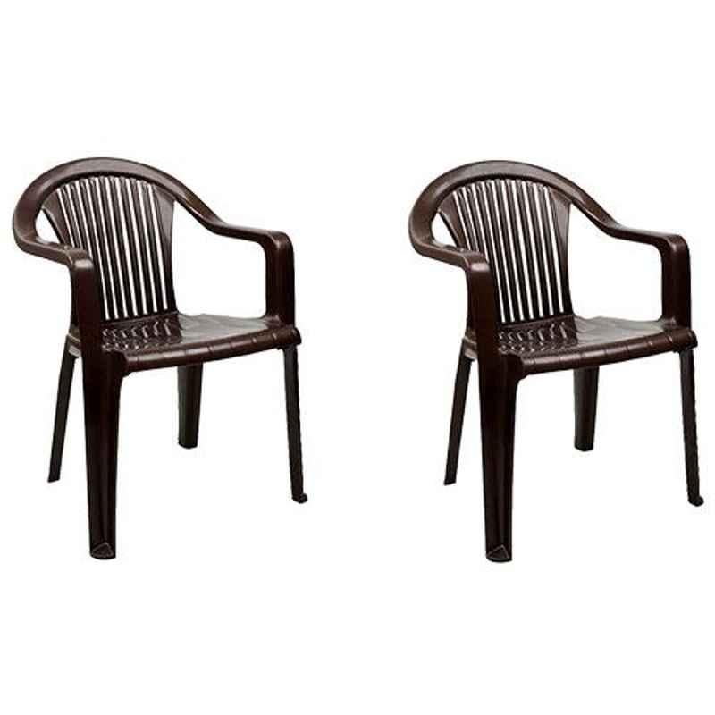 Italica Polypropylene Nut Brown Luxury Arm Chair, 9201-2 (Pack of 2)