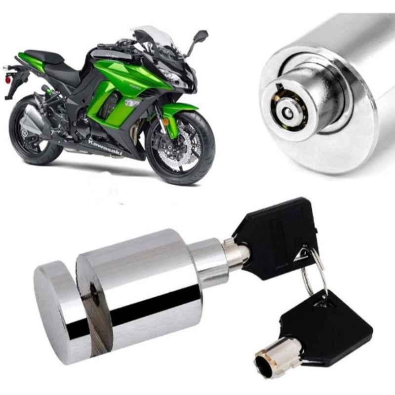 Auto Pearl Stainless Steel Silver Heavy Duty Anti Theft Motorcycle Disc Brake Lock, Lock-266