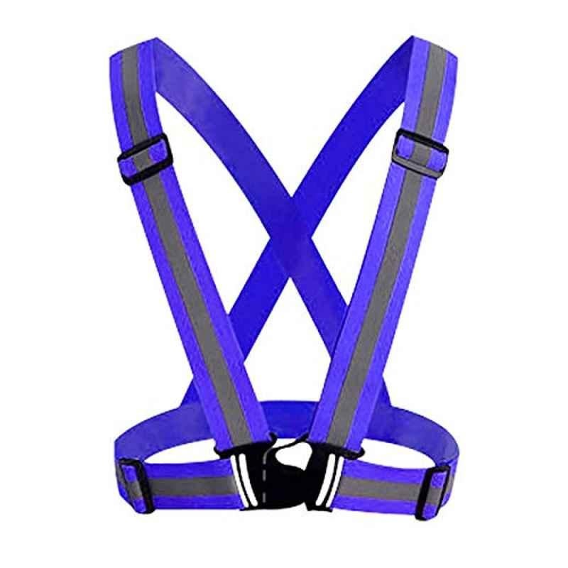 Polyester Blue Adjustable Reflective Safety Vests with 2 Reflective Bands