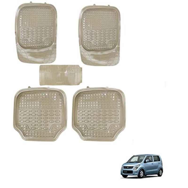 Kozdiko 5 Pcs 4G Beige Rubber & PVC Heavy Car Foot Mat Set for Maruti Suzuki WagonR Type-22010-Present, koz_81183