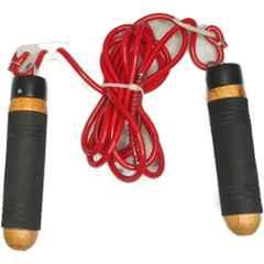 GLS Supreme 273cm Plastic Red, Black & Orange Skipping Rope with Ball Bearing Wooden Handle for Exercise