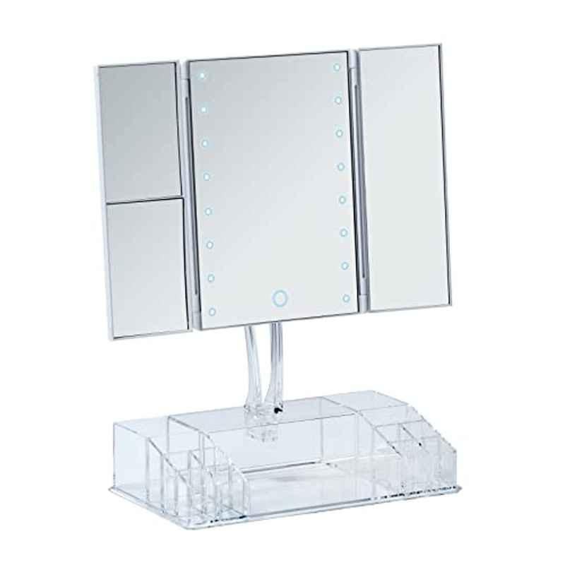Wenko Plastic White Standing Mirror with Organizer, 24095100