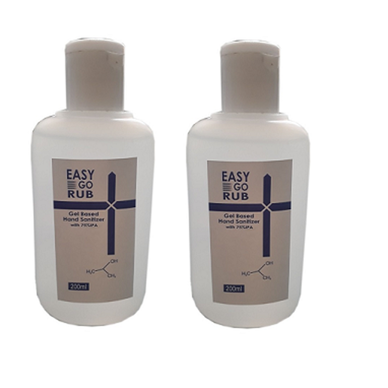 Easy Go Rub 200ml 75% Isopropyl Alcohol (IPA) Gel Based Hand Sanitizer (Pack of 2)