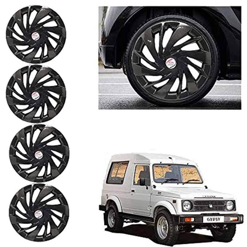 Auto Pearl 4 Pcs 15 inch ABS Black Car Wheel Cover Set for Maruti Suzuki Gypsy, WCBLK26