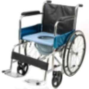 ABCO SURGICOS 100kg Stainless Steel Foldable Commode Wheelchair, KY609