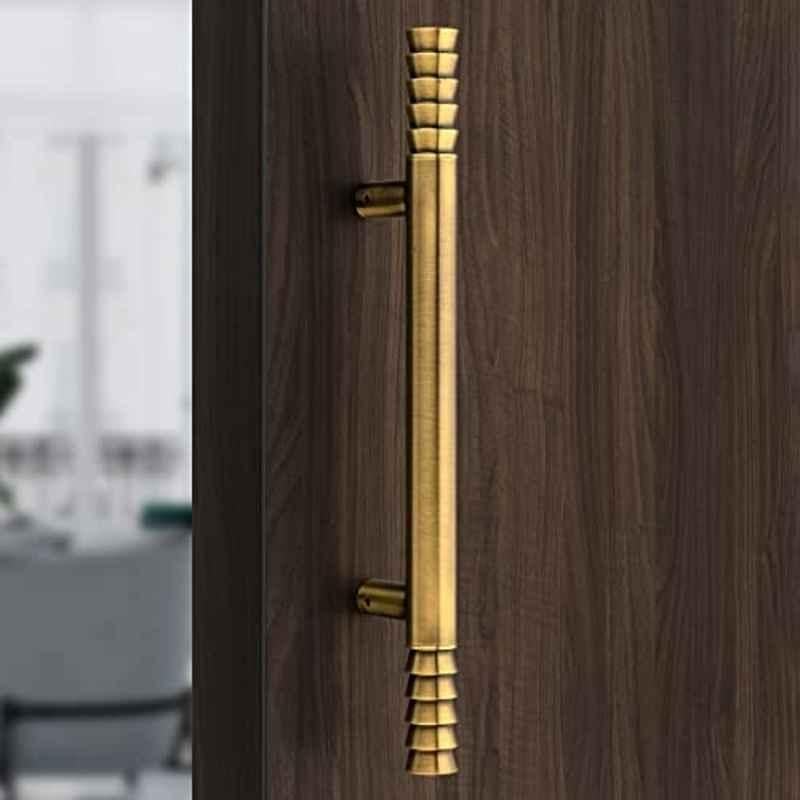 Plantex Heavy-Duty Golden Lotus 14 inch Main Door Handle for Home/Glass & Wooden Door/Pull-Push Handle for Home/3 Years Warranty (Brass Antique)