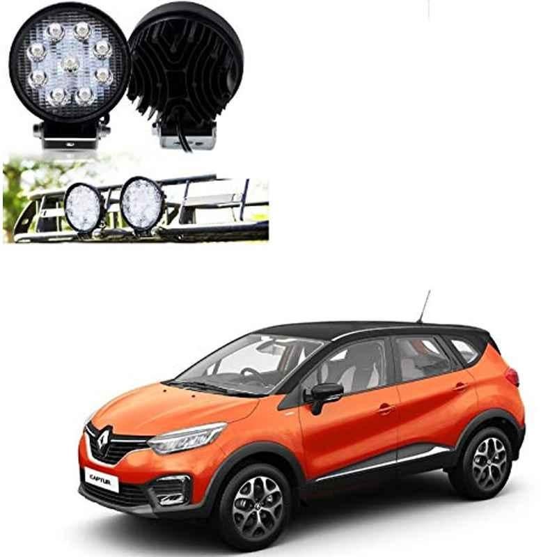 Kozdiko 2 Pcs 27W 4 inch 9 LED Waterproof Round White Fog Light Set with Mounting Brackets for Renault Captur, kozd_19935