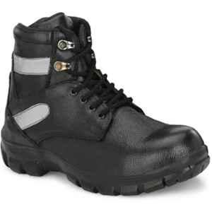 Infantry I206 Leather Steel Toe Black Half Ankle Safety Shoes, Size: 8