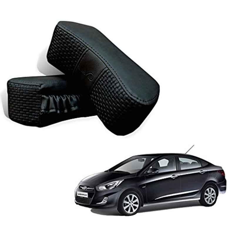 Kozdiko 2 Pcs Memory Foam Black Car Vastra Neck Rest Cushion Set for Hyundai Verna Fluidic, koz_5292