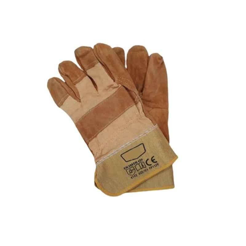 Orris OR 222 Yellow Split Leather Safety Gloves, Size: 10.5