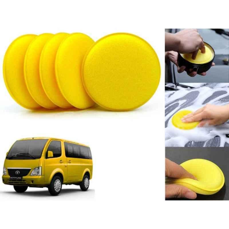 Auto Pearl Polyurethane Beige Washing & Waxing Polish Foam Sponge for Venture 2010-2017 (Pack of 5)
