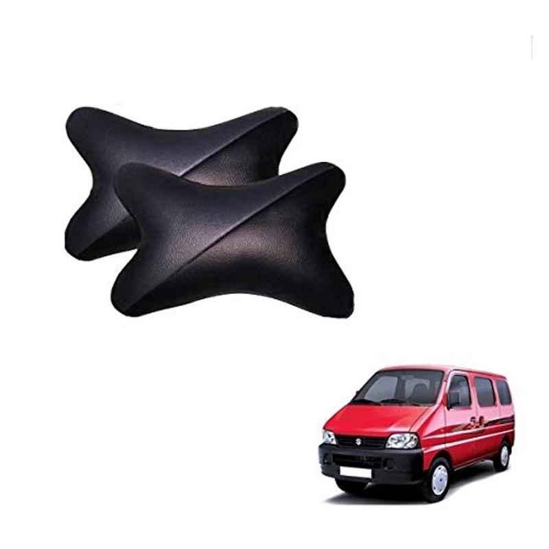 Kozdiko 2 Pcs Memory Foam Grey & Black Car Neck Rest Cushion Pillow Set for Maruti Suzuki Eeco