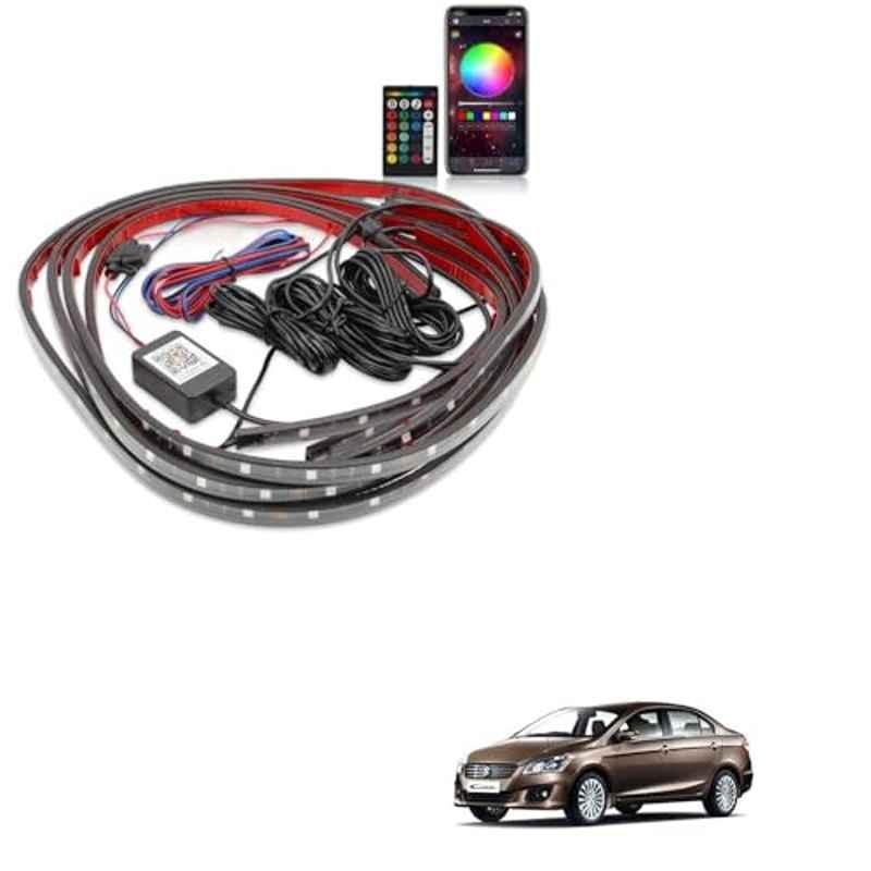 Kozdiko 12V Car Underbody Multicolor LED Strip Light Set with Wireless Remote for Maruti Suzuki Ciaz