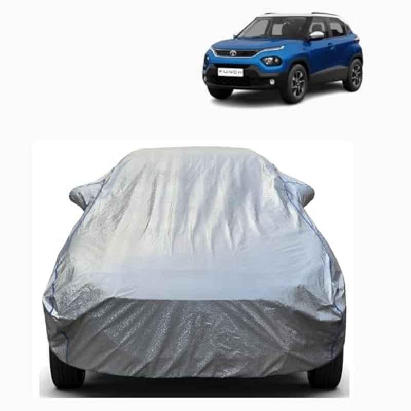 Aarex Auto Polyester Silver 100% Waterproof Car Body Cover with Mirror Pocket, Triple Stitched & Dustproof for Tata Punch 2010-2025 All Models