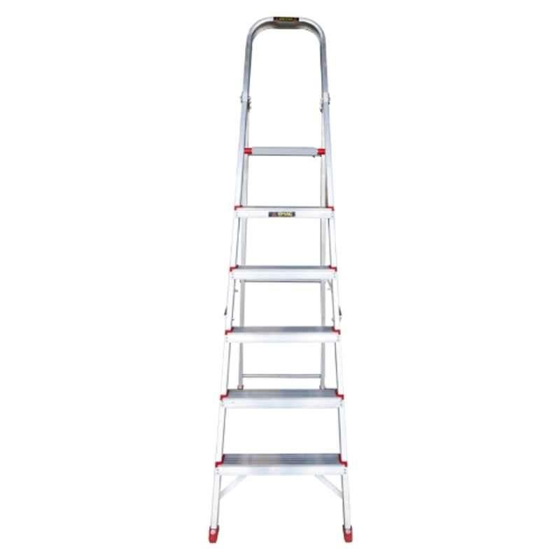 EMAC 6 Step Aluminium Silver Anti Slip Folding ESL Ladder with Platform, ESL-6