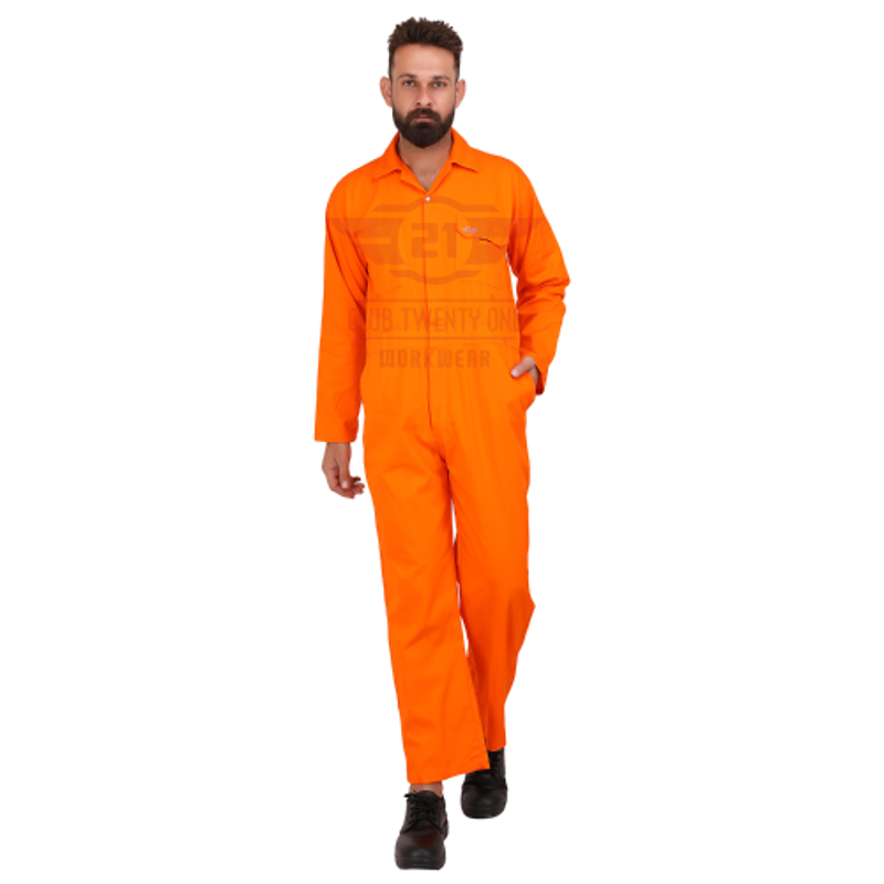 Club Twenty One Workwear Austin Cotton Orange Safety Coverall, 2002, Size: M