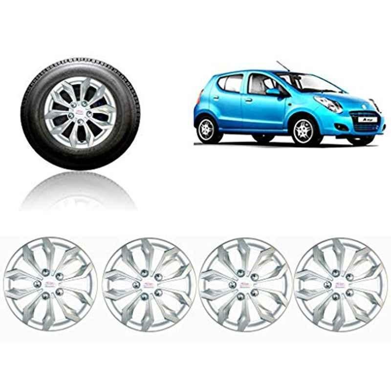 Auto Pearl 4 Pcs 13 inch ABS Silver Car Wheel Cover Set for Maruti Suzuki AStar