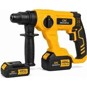 Okasta 13mm 48V 1200rpm Cordless Rotary Hammer Drill with Brushless Motor & 2 Mode SDS Plus Drill