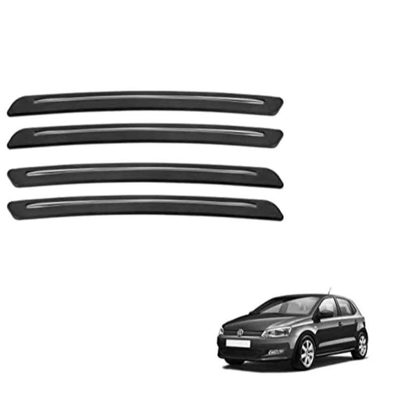 Kozdiko 4 Pcs Rubber Black Car Bumper Protector Set with Chrome Strip for Volkswagen Polo