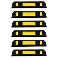 Ladwa 600mm Rubberised Car Wheel Parking Stopper with Reflective Yellow Tape Curb, LCS 600-P6 (Pack of 6)