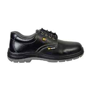9K Panther Apollo Leather Steel Toe Black Safety Shoes with PU Sole, Size: 6