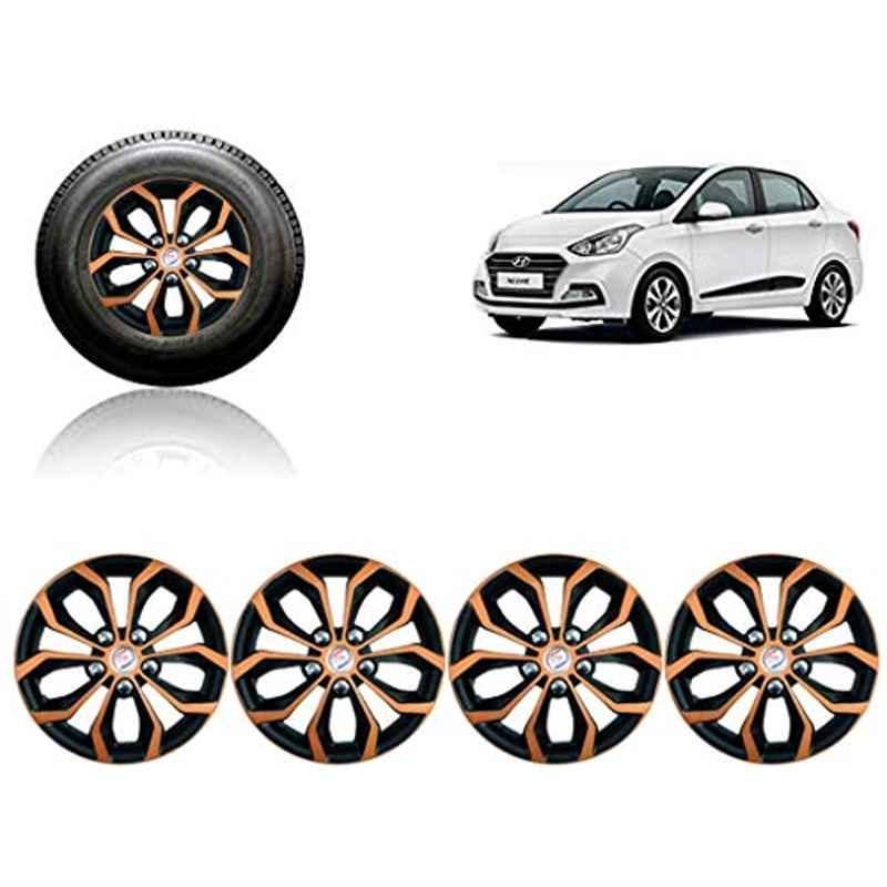 Auto Pearl 4 Pcs 14 inch ABS Black & Copper Press Fitting Wheel Cover Set for Hyundai Xcent 2017
