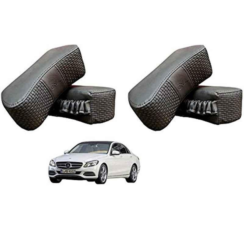 Kozdiko 4 Pcs CV Designer Grey Leatherite Neck Rest Car Cushion Pillow Set for Mercedes Benz C-Class