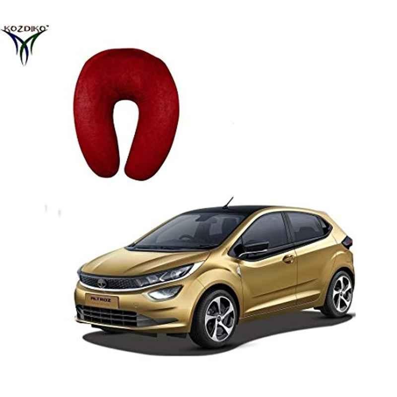 Kozdiko Velvet Red U-Shape Travel Neck Rest Cushion Pillow for Tata Altroz, Koz-51308