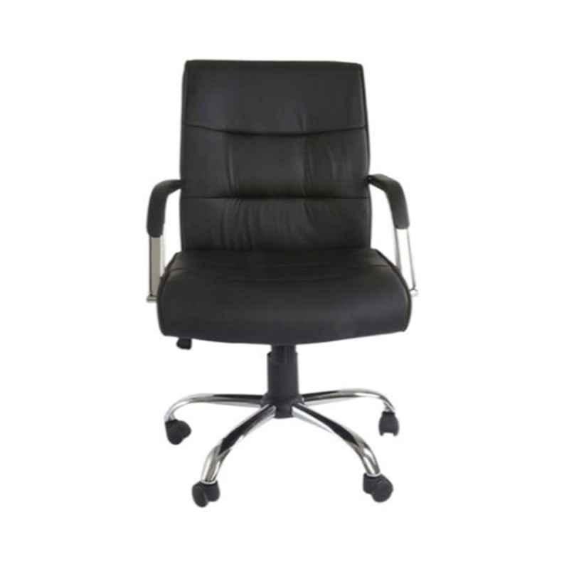 109x50x51cm PU Leatherette Black & Silver Low Back Executive Chair
