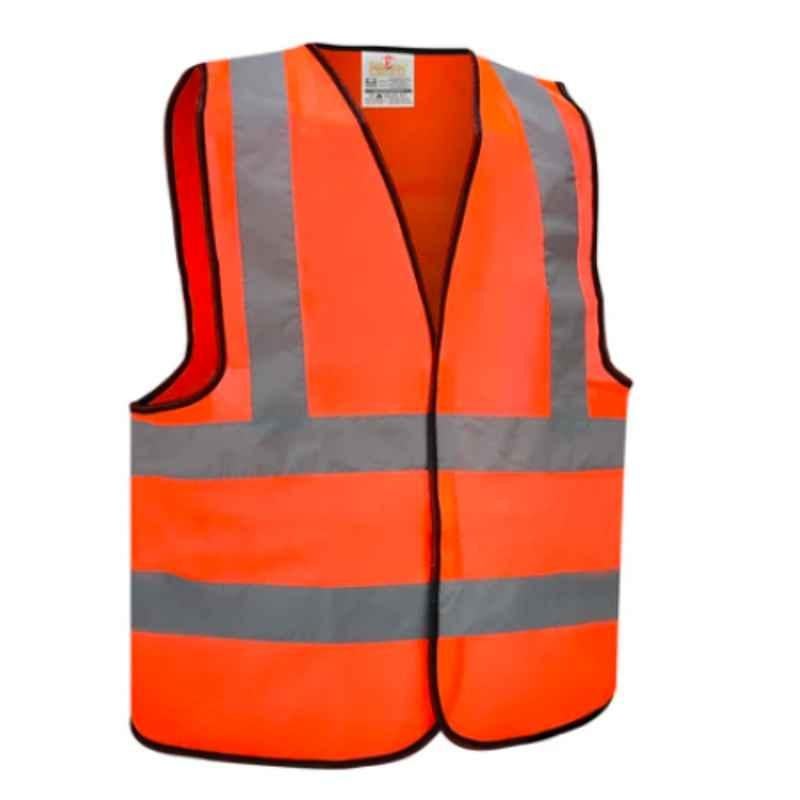 Empiral Star E108093101 Orange Polyester Reflective High Visibility Knit Fabric Velcro Type Vest, Size: L