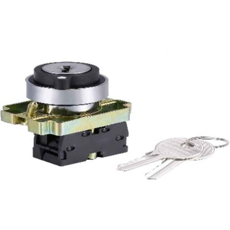 Vaishno 10A 22.5mm Plastic & Metal 3 Position Selector Switch with Key, 2XVA4-3CL