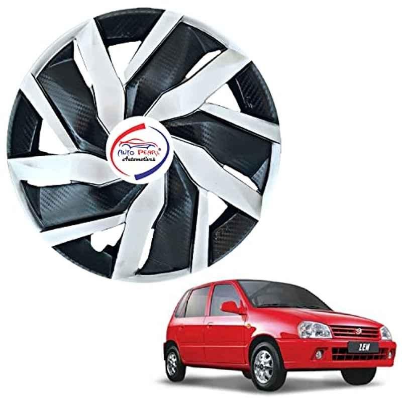 Auto Pearl 4 Pcs 13 inch ABS Black & Silver EGBL25 Hubcap Wheel Cover Set with Retention Ring for Maruti Suzuki Zen