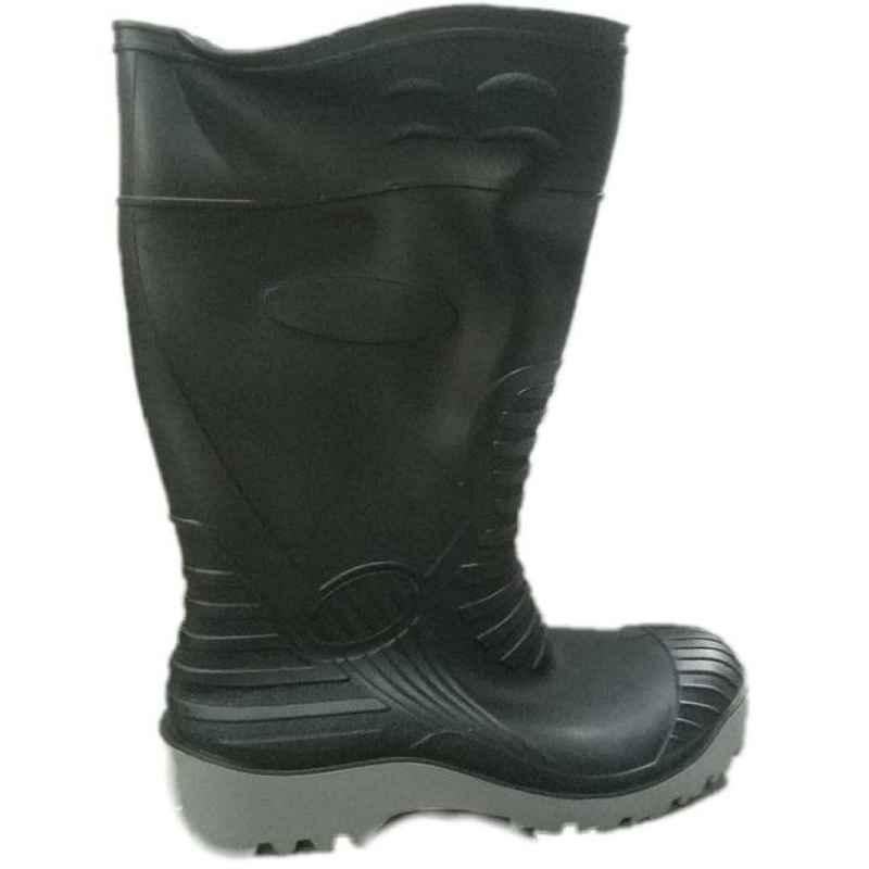 Duckback Rubber Without Steel Toe Black Work Gumboots, Size: 8