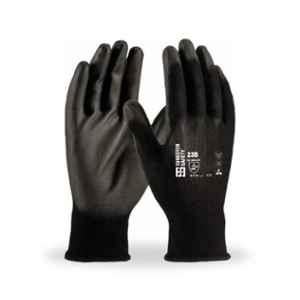 Tungsten Safety 13 Gauge 23g Polyster Liner Black 600 Pairs Safety Gloves Bag with PU Coated Palm, Size: 9, COREPU-23 BLK