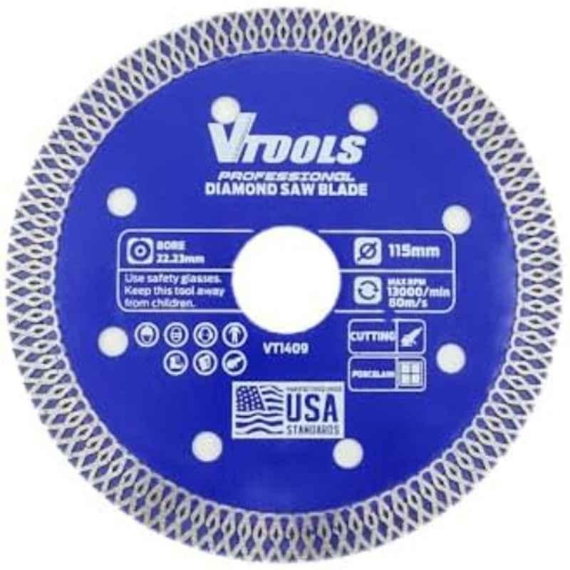 VTOOLS 115mm 13000rpm Blue Super Thin Diamond Saw Multipurpose Cutting Disc, VT1409